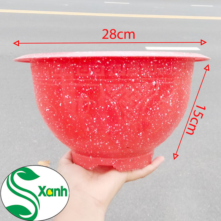 Combo 5 chậu nhựa đá đỏ t28