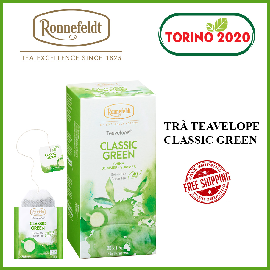 Trà Túi Lọc Ronnefeldt tea - Teavelope Classic Green 1 hộp / 25 Sachets