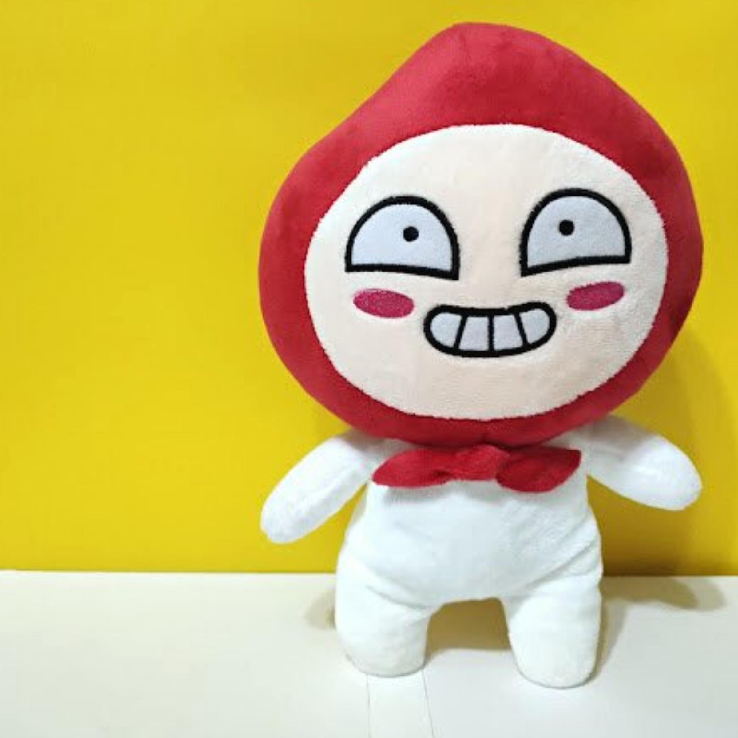 Gấu bông bé đào Kakao Friends Apeach gấu bông đào quàng khăn đỏ cảm xúc vui