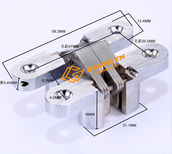 Bản lề chữ thập cỡ 2 kt: 13*60mm
