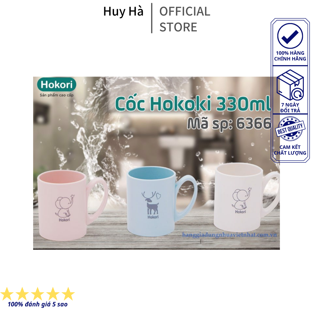 Cốc Nhật Bản Hokori 350ml - 330ml Việt Nhật chịu nhiệt tốt, cốc uống nước màu sắc xinh xắn có quai cầm.