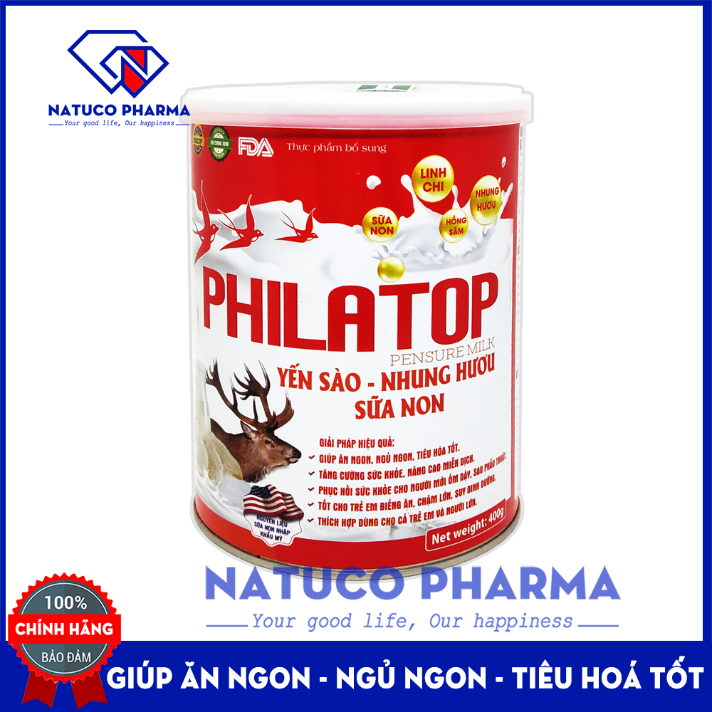 Sữa bột Philatop yến sào Nhung hươu Sữa Non giúp giúp ăn ngủ ngon, nâng cao sức đề kháng, giúp bồi bổ sức khỏe, tăng cường tiêu hóa - Hộp 400g