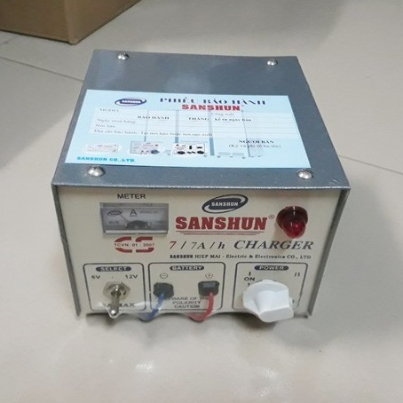[HCM]Sạc bình ắc quy 7Ah chính hãng Sanshun 12V( nhà máy bỏ 6V chỉ còn 12V)