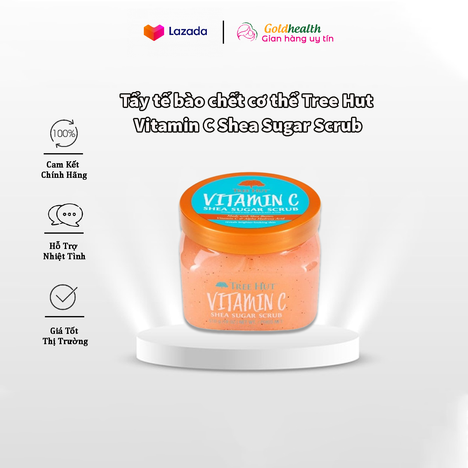 Tẩy tế bào chết body tree hut shea sugar scrub vitamin c 510g