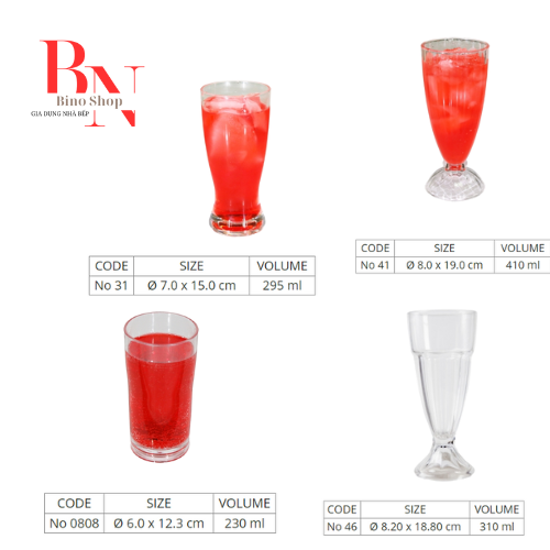 Ly Nhựa Trong Acrylic Nhiều Size- Fataco