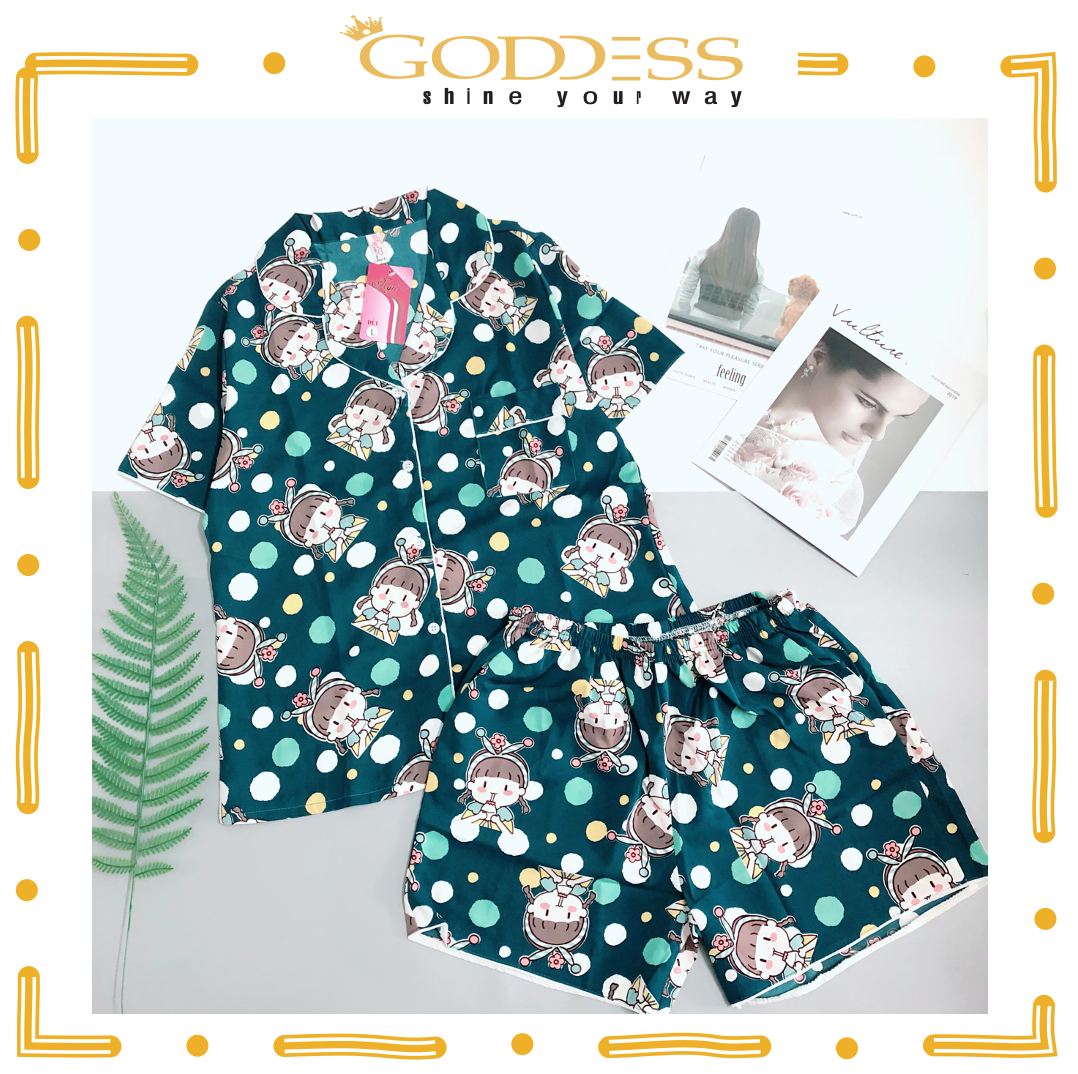 Bộ đồ Pijama Lụa Mango - Đồ ngủ đùi hoạ tiết xinh xắn lụa mango mềm mịn mát lịm không nhăn mặc cực thích