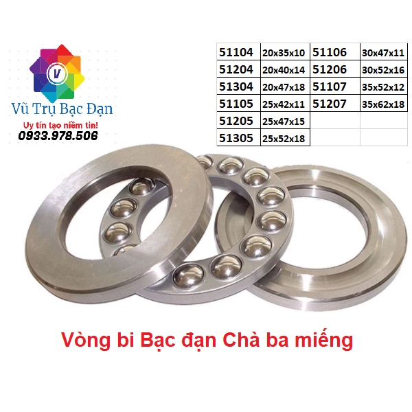 Vòng bi bạc đạn 51104, 51204, 51304, 51105, 51205, 51305, 51106, 51206, 51107, 51207 tq