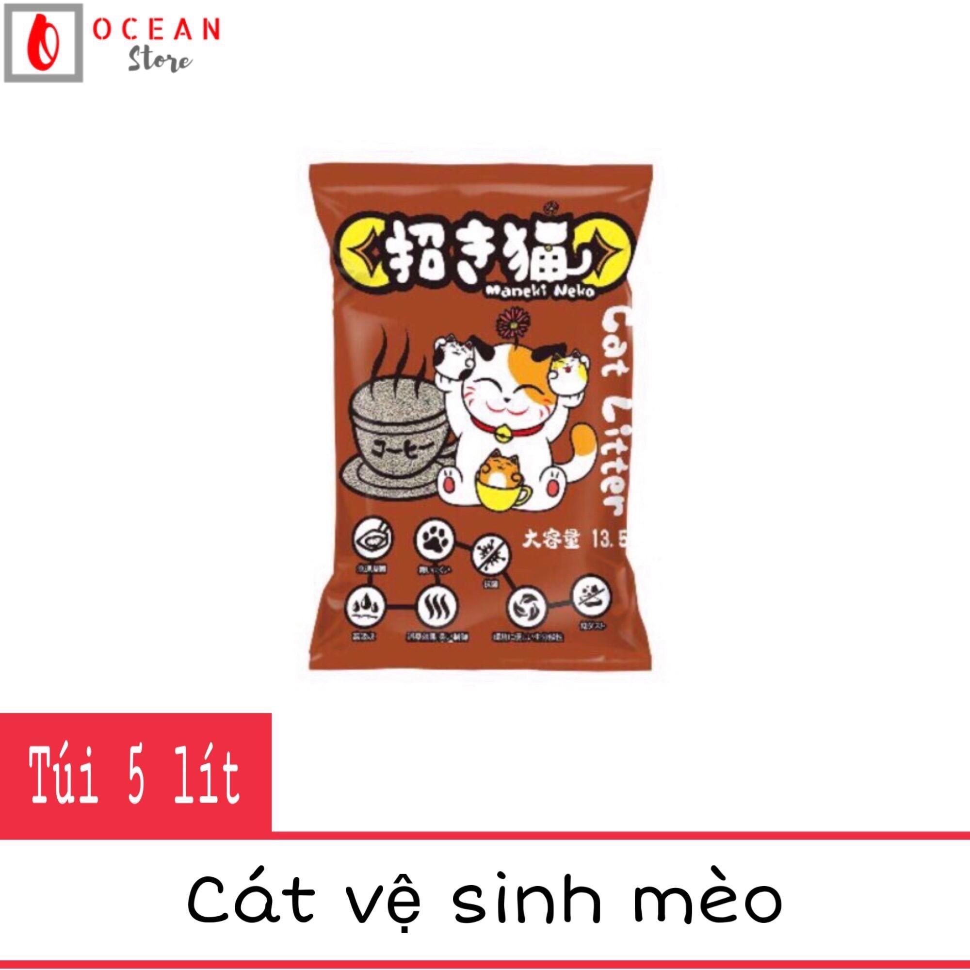 Cát đất sét vệ sinh cho mèo - Cát sệ sinh Litter túi 5 lít (Hương Cà Phê Mocha)