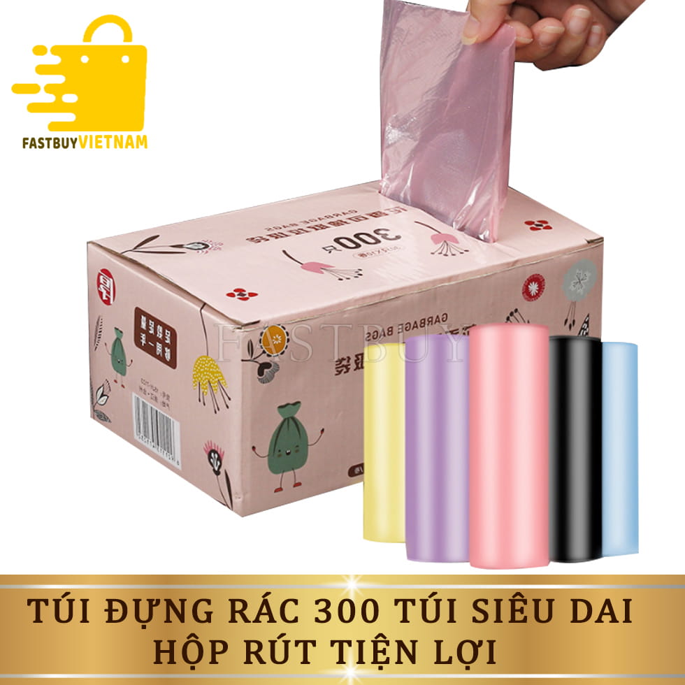 Hộp Rút 300 Túi Đựng Rác Tự Phân Hủy Sinh Học, Khử Mùi Nội Địa Trung