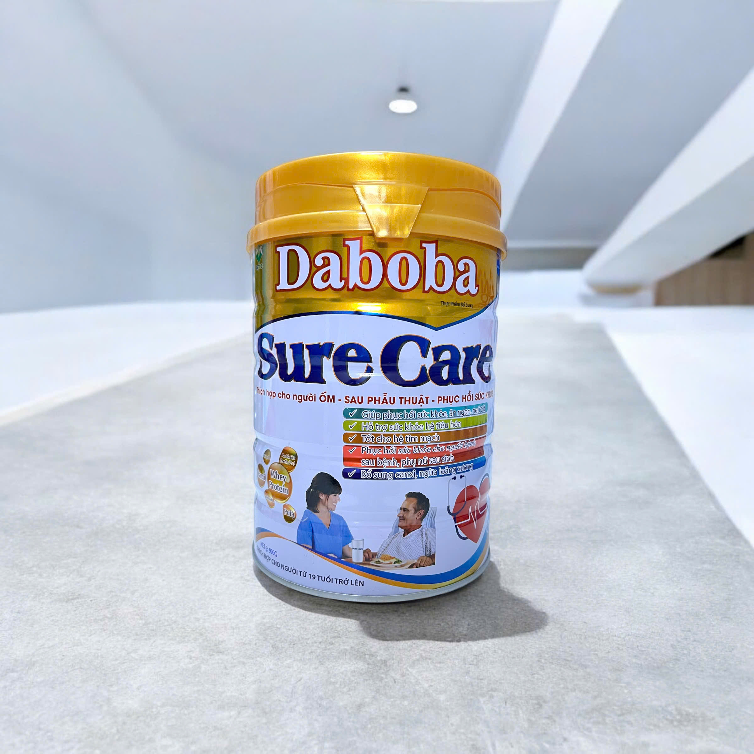 Sữa phục hồi sức khỏe Daboba Sure Care cho người già yếu, ăn uống kém lon 900g - giúp phòng ngừa tim mạch và loãng xương