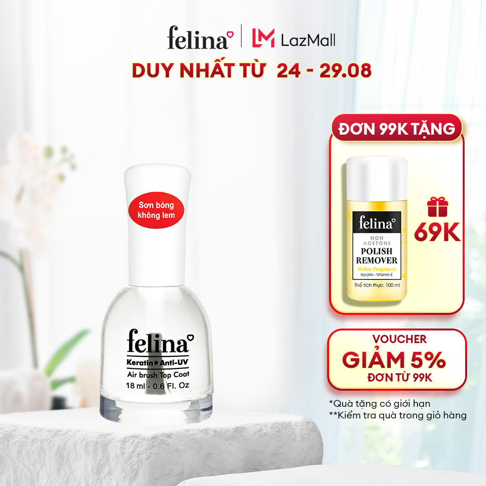Sơn bóng Felina 18ml, bóng không lem nét vẽ, bóng long lanh, chống tia UV