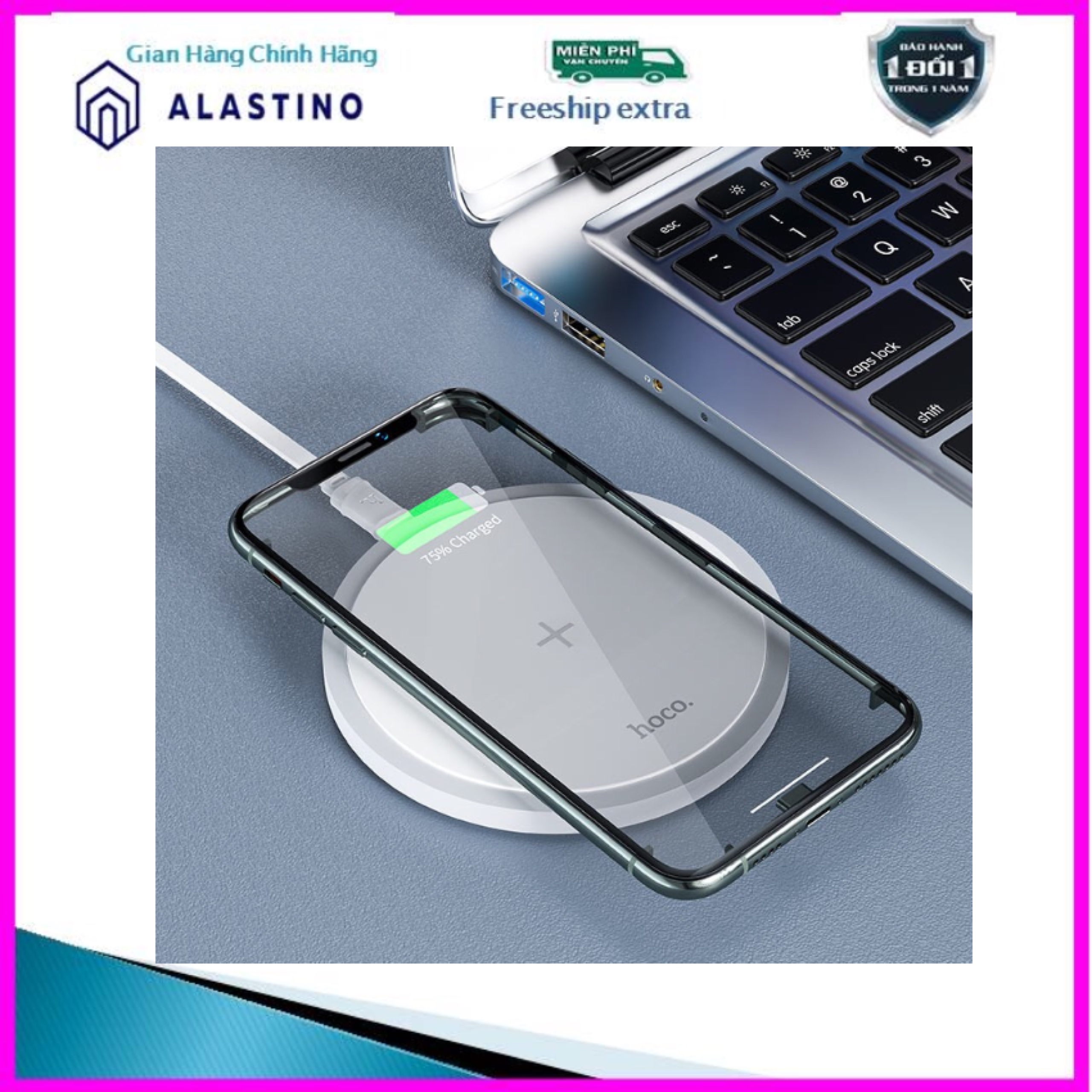 Đế Sạc Nhanh Không Dây Hoco CW26 15W Chính Hãng, Sạc Được Cả Tai Nghe Không Dây ALASTINO