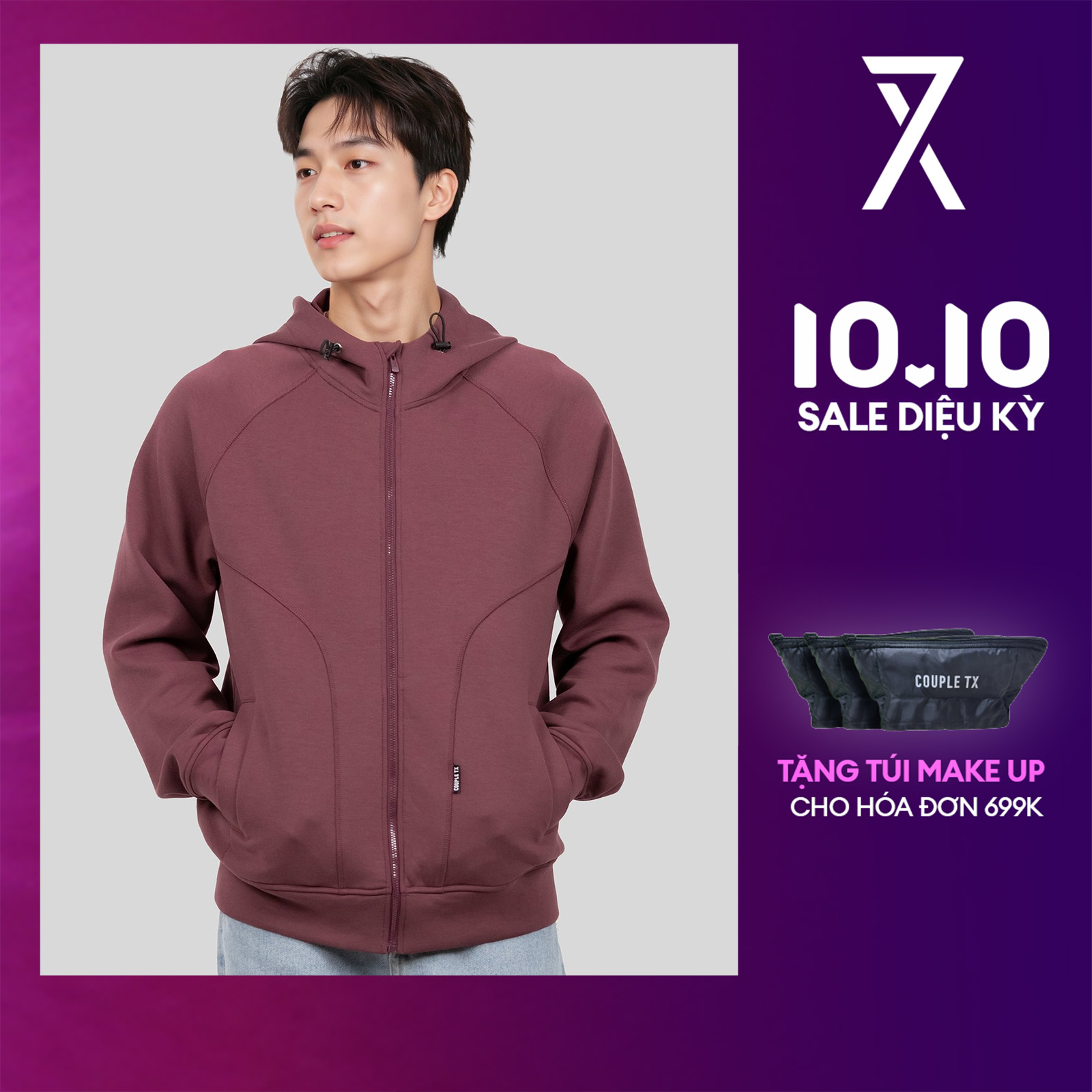 Áo Khoác Nam COUPLE TX Thun 2 Da Tay Raglan Form Relax MOK 1066