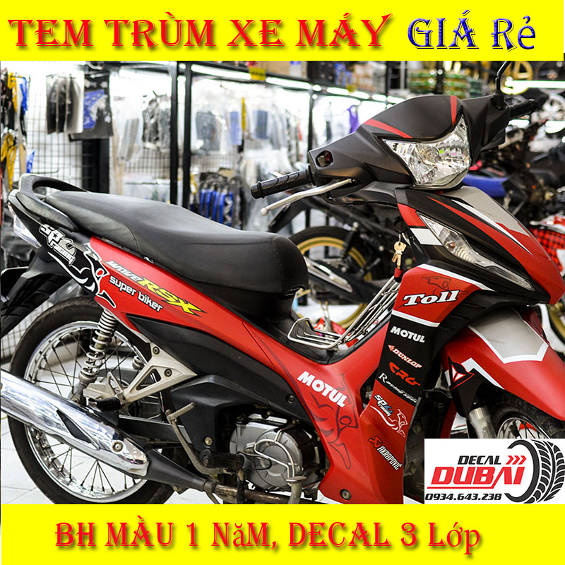 Tem Trùm Wave RSX Đen Đỏ Motul