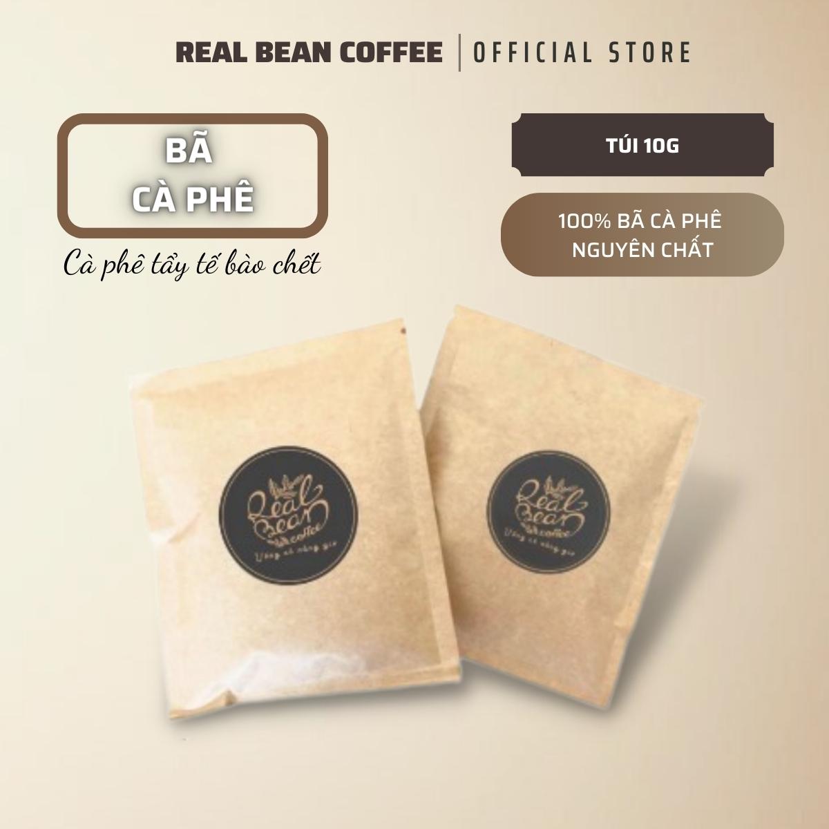 Bã Cà Phê Nguyên Chất REAL BEAN COFFEE Gói 10g - Tẩy tế bào chết và chăm sóc da