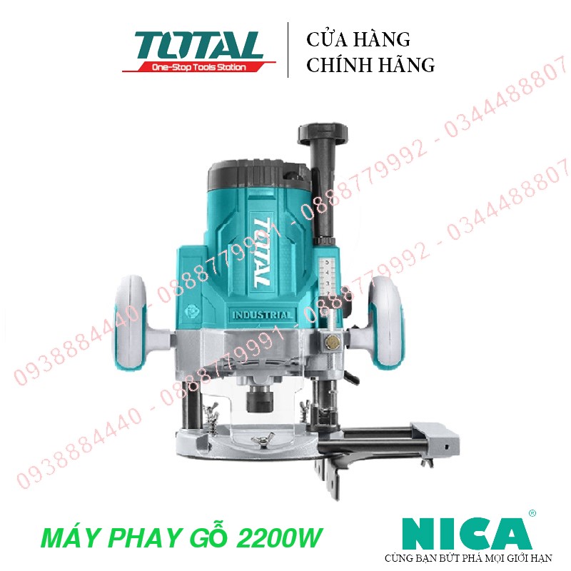 Máy phay gỗ total tr111226 máy soi gỗ cầm tay công suất 2200w tốc độ không tải 9000-23000rpm - chính hãng