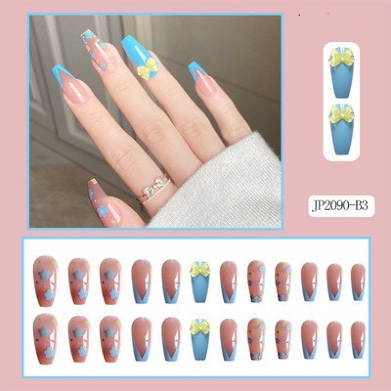 Hộp 24 Móng tay giả , nail giả , móng giả A55 (kèm keo dán)