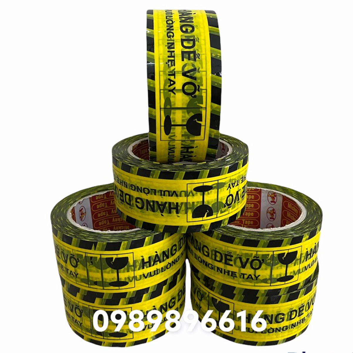 - combo 1 cây 6 cuộn băng dính cảnh báo hàng dễ vỡ giá xưởng