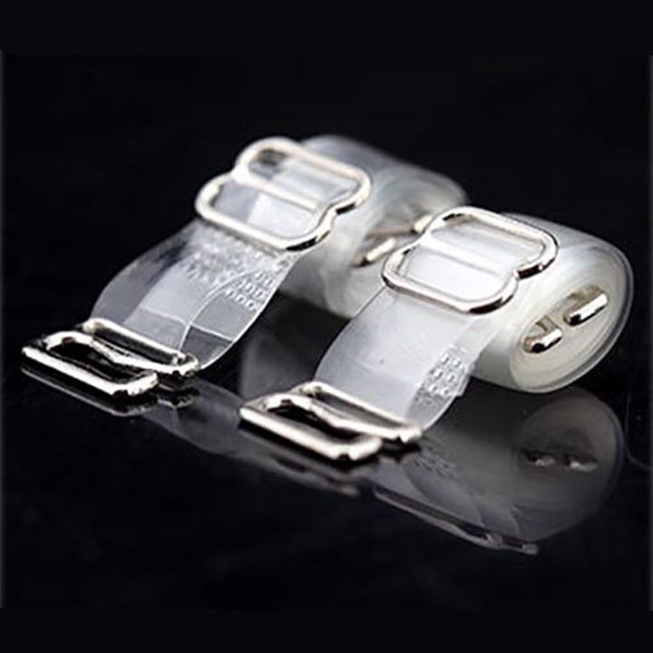 2 đôi dây áo lót trong suốt Hàn Quốc móc kim loại sợi dẹt/sợi tròn