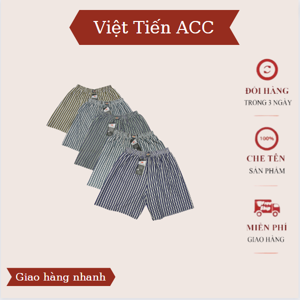 Set 05 quần đùi Nam mặc nhà kẻ sọc,được may từ chất liệu thun cotton 100% co giãn 4 chiều,thoáng mát,thấm hút mồ hôi,với thiết kế đơn giản hợp thời trang,hàng Việt Nam AC-57 Việt Tiến