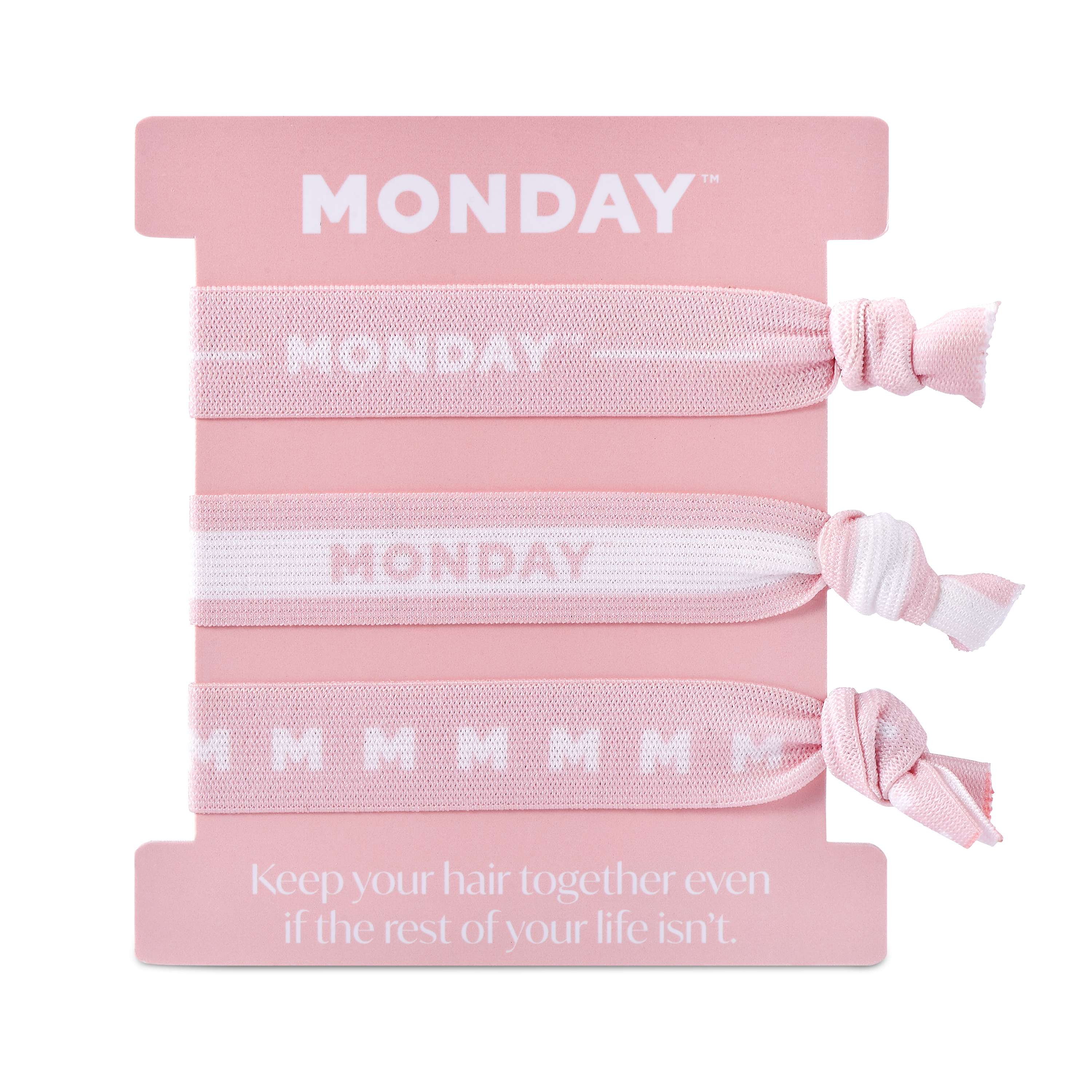 Thun cột tóc Monday - Set 3 cái, màu hồng, dễ thương
