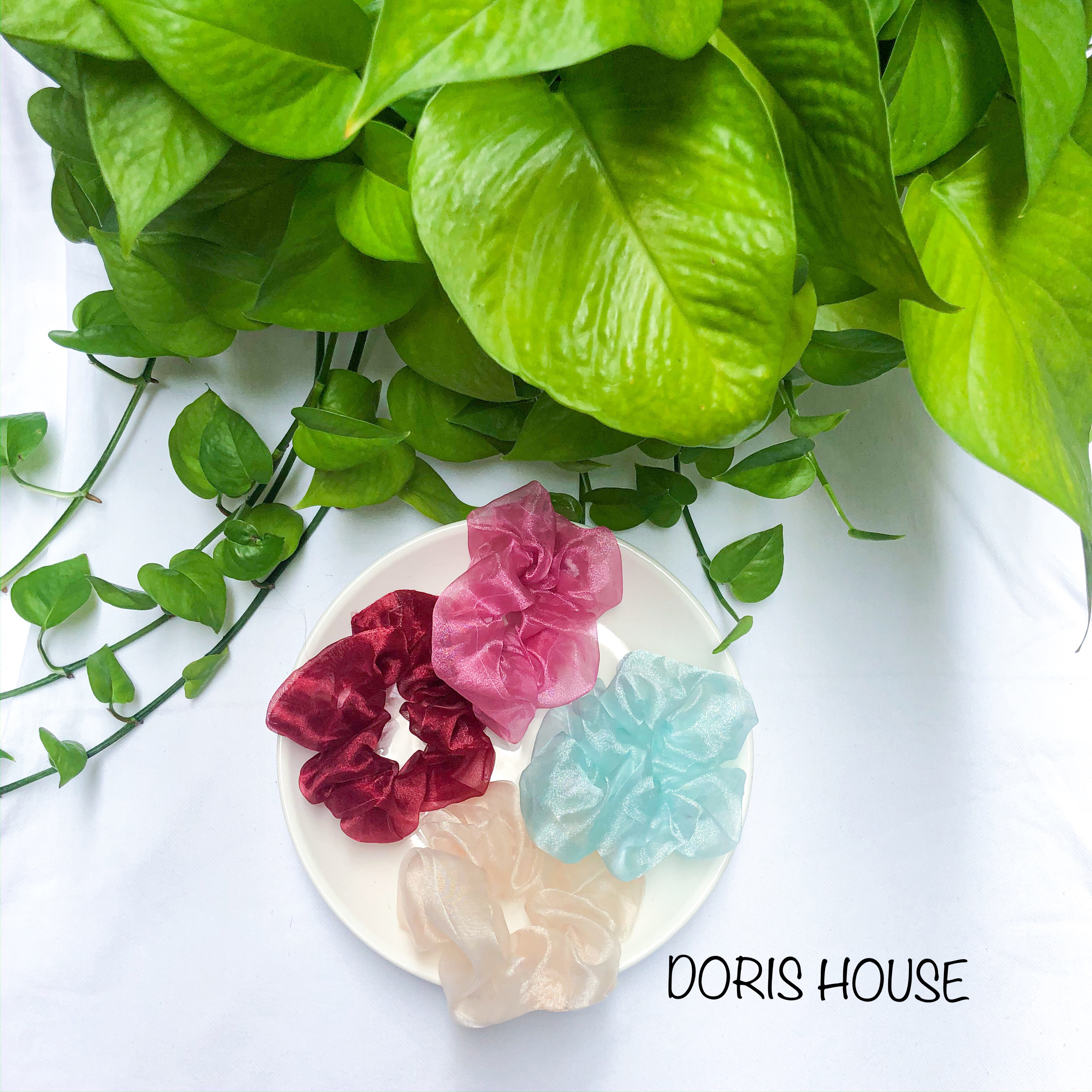 Cột tóc Scrunchies Voan Kính xinh xắn