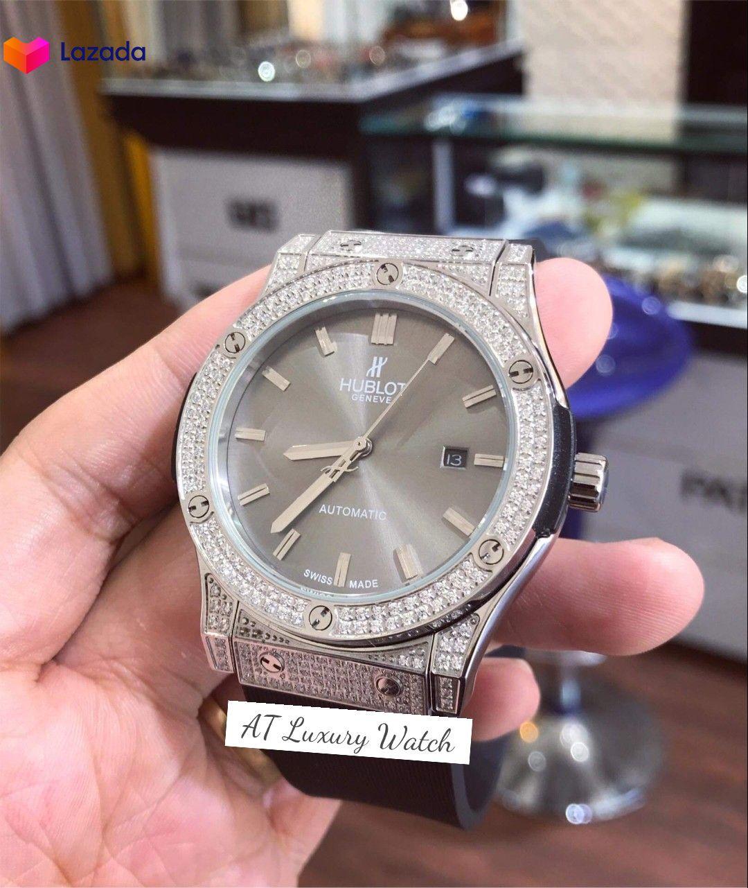 Đồng hồ NamHUBLOTAF03 AUTOMATIC kiểu dáng thể thao máy cơ chống nước,dây cao su đen size 42mm