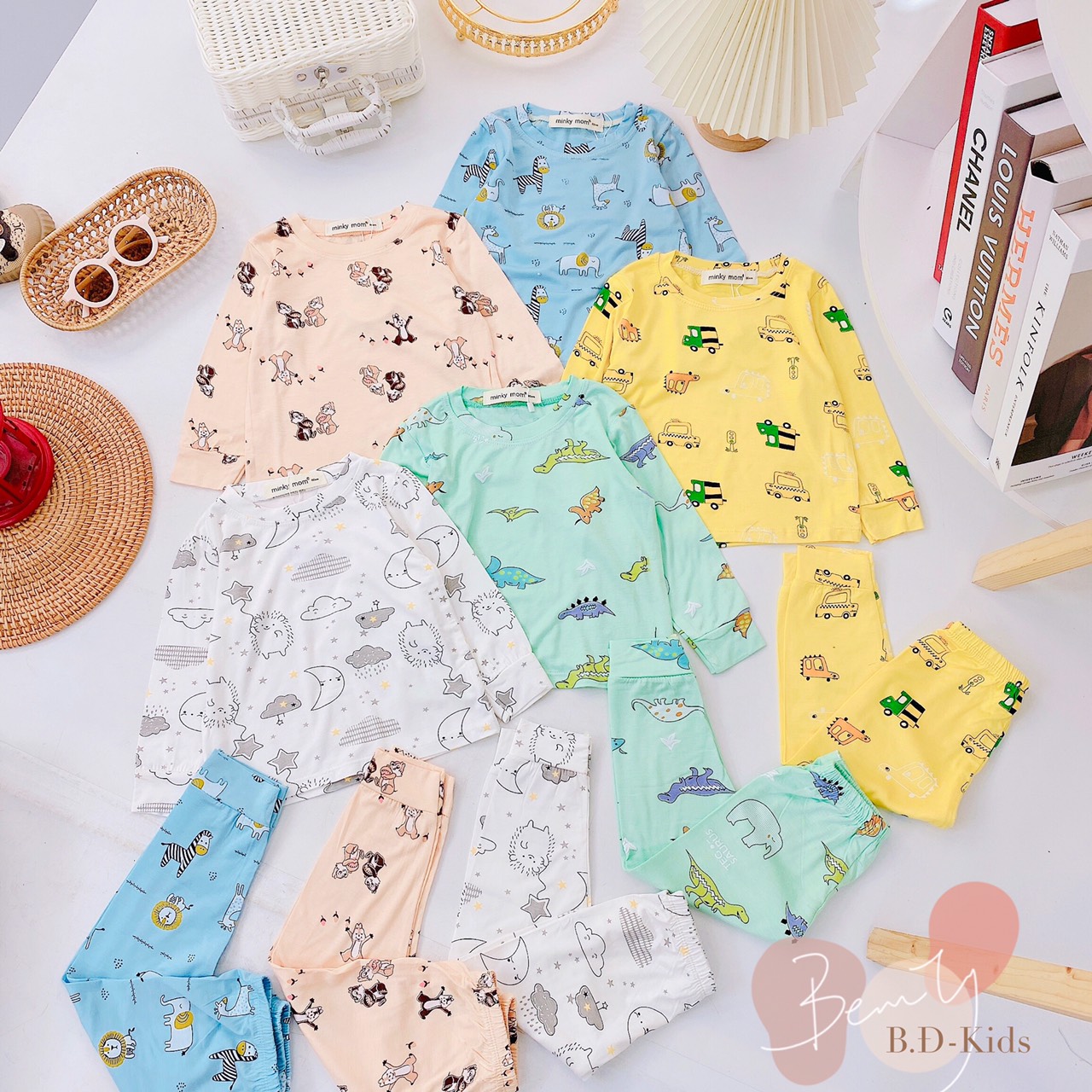 Bộ minky mom dài tay cho bé ❤️ freeship ❤️ bộ thun lạnh bé trai bé gái, đồ ngủ cho bé