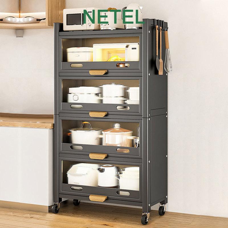 NETEL 80cmGiá để đồ đa chức năng 80CM Tủ kính rộng Tủ đa năng Tủ nhiều tầng Lò vi sóng Giá để đồ Giá nhà bếp Giá trưng bày Giá nhà bếp