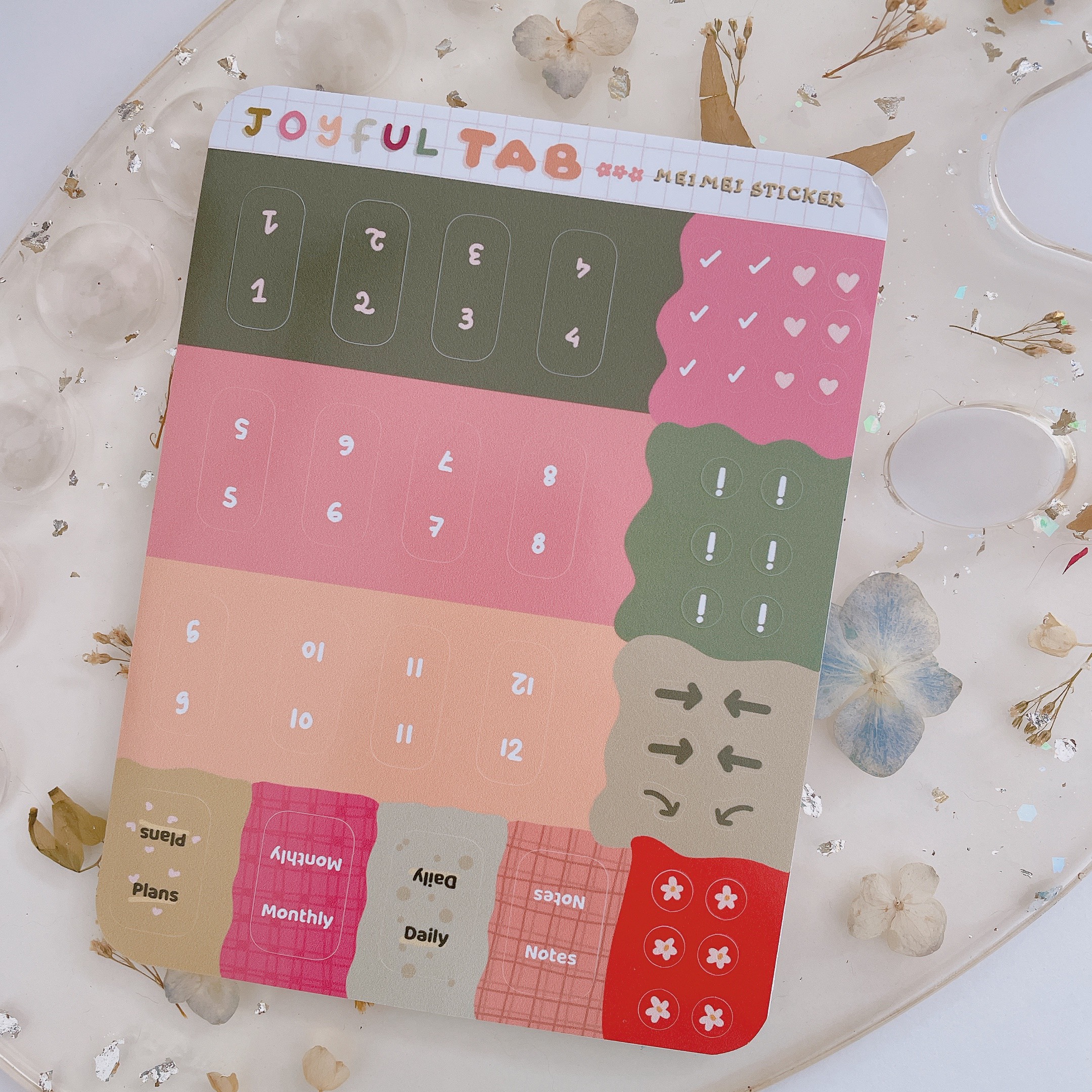 Meimei Sticker - Joyful Tab set Sticker đánh dấu trang trang trí sổ