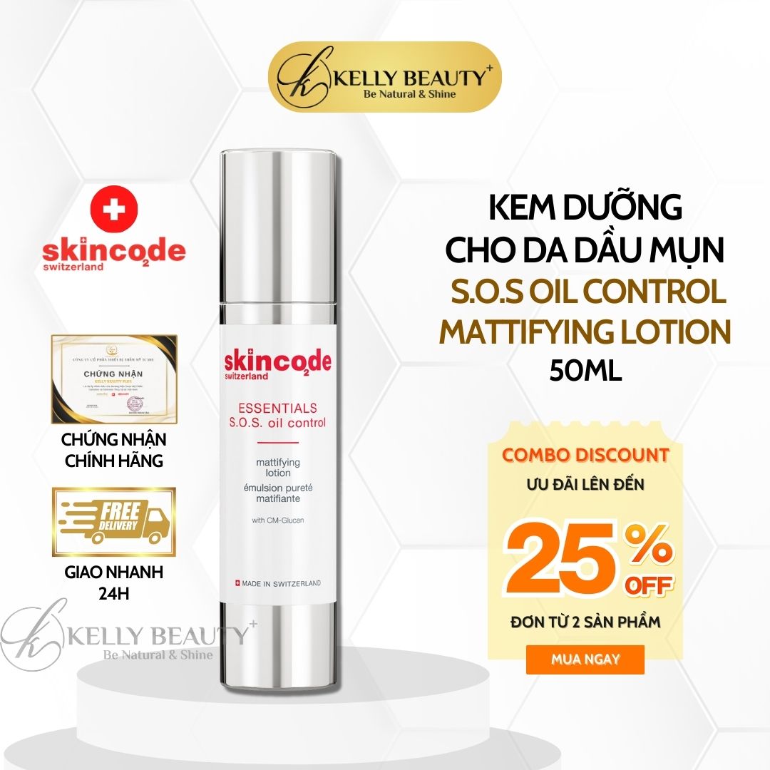 Kem Dưỡng Cho Da Dầu Mụn Skincode Essentials SOS Oil Control Mattifying Lotion | Kelly Beauty