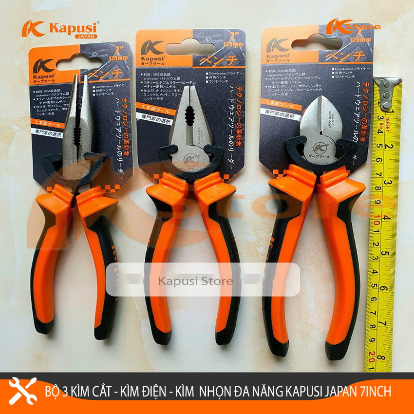 Kìm Cắt - Kìm Điện - Kìm Nhọn Đa Năng Kapusi Japan 7inch Thép Cao Cấp Siêu Bền, Kìm Cắt Dây Điện Kiểu Nhật Thiết Kế Tiên Tiến Hỗ Trợ Lực Bấm