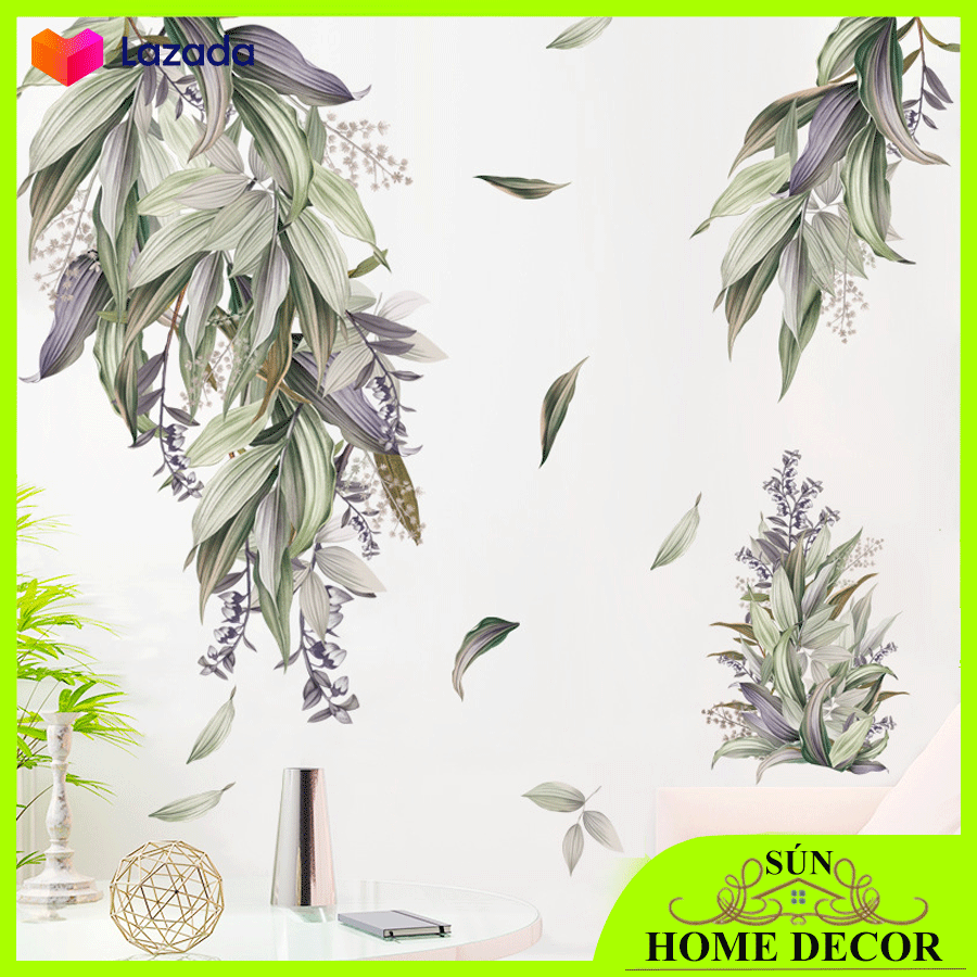 [MẪU LÁ RỦ XUỐNG- SẮC THU ĐÔNG] Decal dán tường phong cảnh cây lá trang trí phòng khách, phòng ngủ, cửa, tủ nội thất siêu đẹp, tranh dán tường