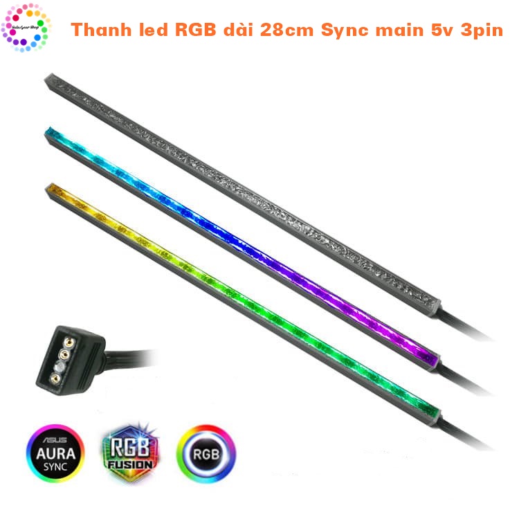[HCM]Thanh led RGB 28cm  đồng bộ main 5v 3pin Bề mặt phủ nhựa Arcrylic giả đá quý