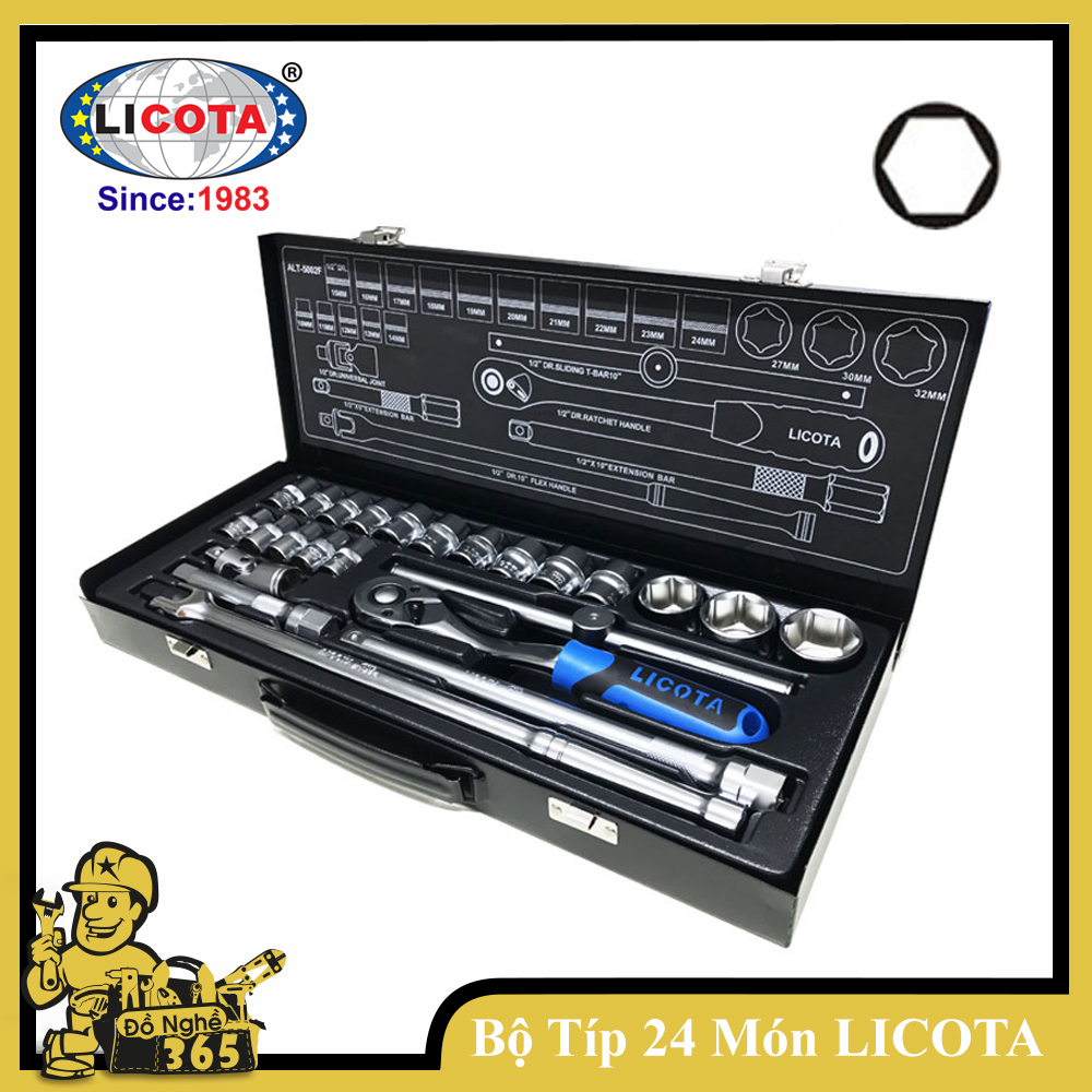 Bộ tuýp 24 món Hệ mét hiệu LICOTA - bộ gồm 24 món chi tiết chuyên phục vụ sửa chữa lắp ráp các loại xe và chi tiết máy móc công ghiệp