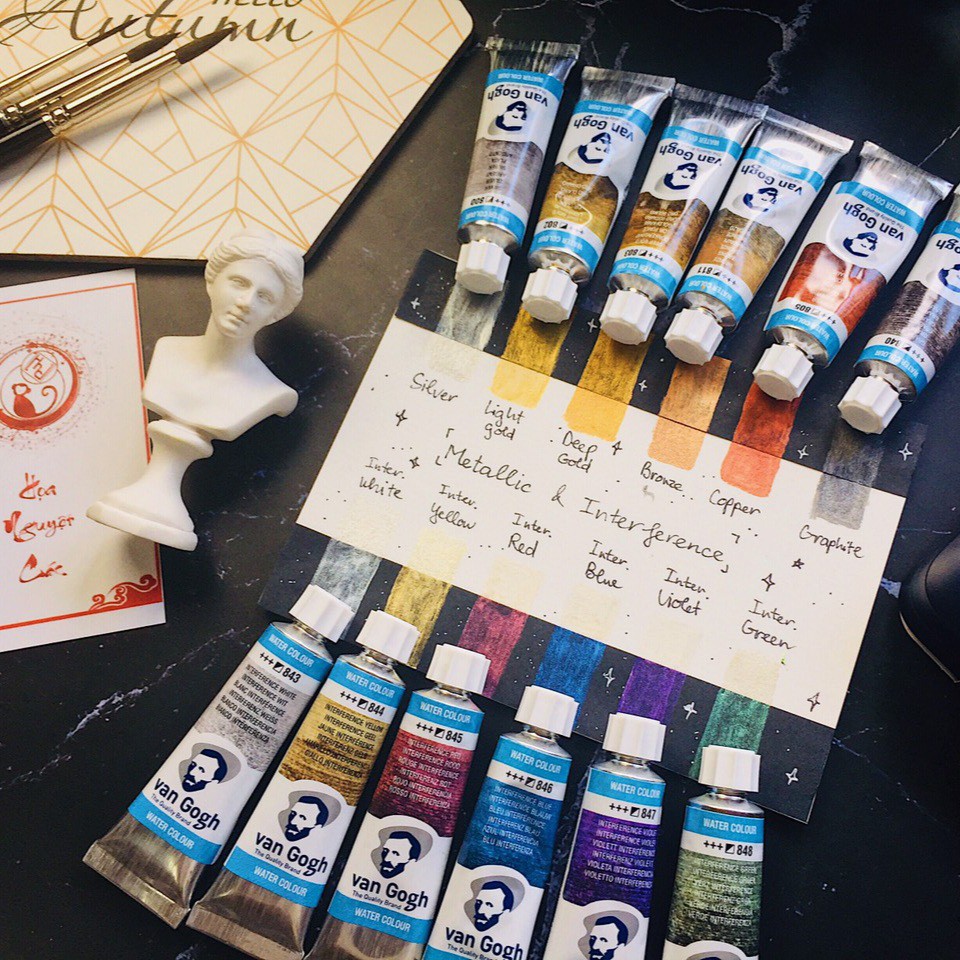 Set màu nước Van Gogh 4 màu dusk + 12 màu nhũ