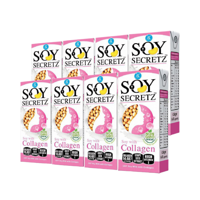 [HCM]Bộ 2 lốc sữa đậu nành collagen Soy Secretz hàng Thái 8 hộp (180ml/hộp)