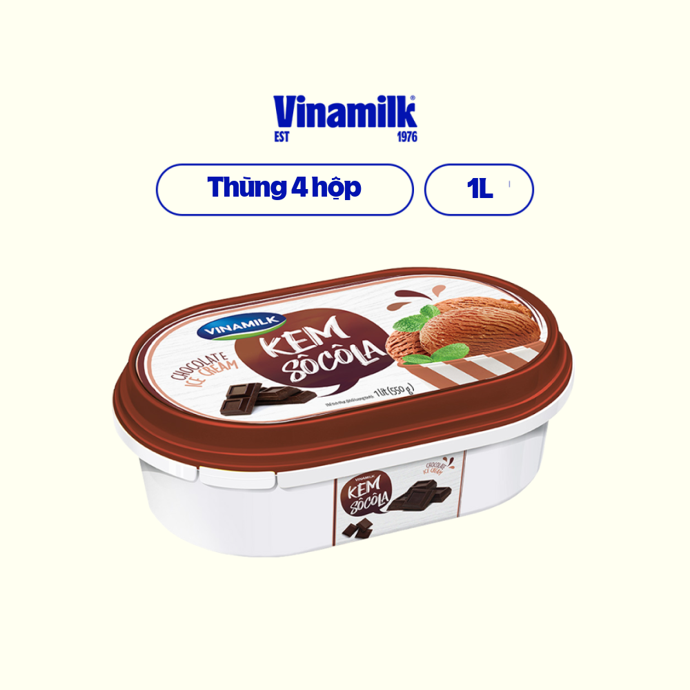 Thùng 4 hộp kem hộp vinamilk socola hộp 1l