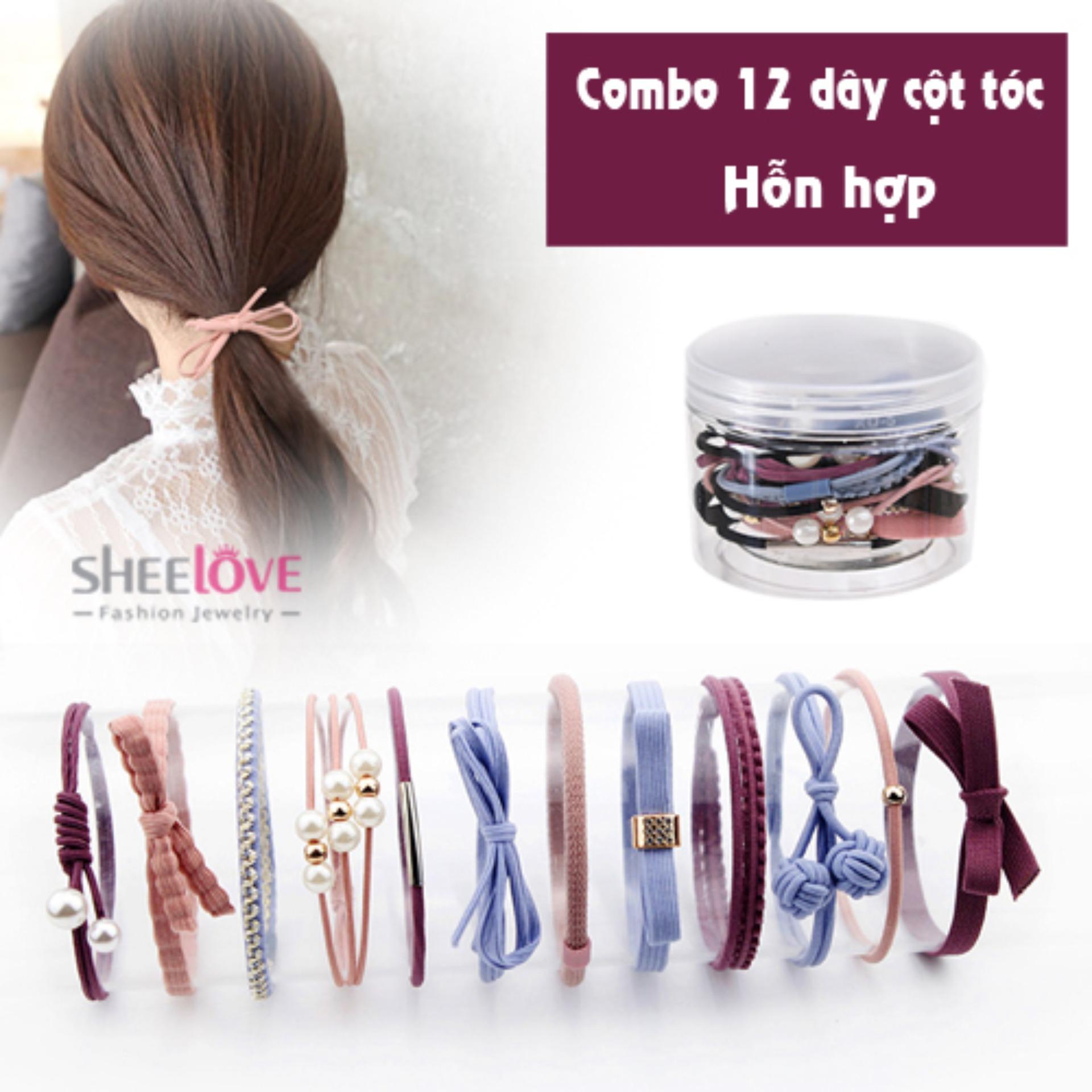 [HCM]Sét Combo 12 dây cột tóc nơ hoa lá đính ngọc trai Giá sỉ Bán chạy phụ kiện hot 2019 Chất lượng cao cấp thời trang hàn quốc Siêu rẻ