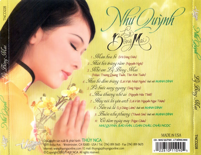 Đĩa nhạc cd - lý bông mai - như quỳnh - cd nhạc vàng chất lượng cao