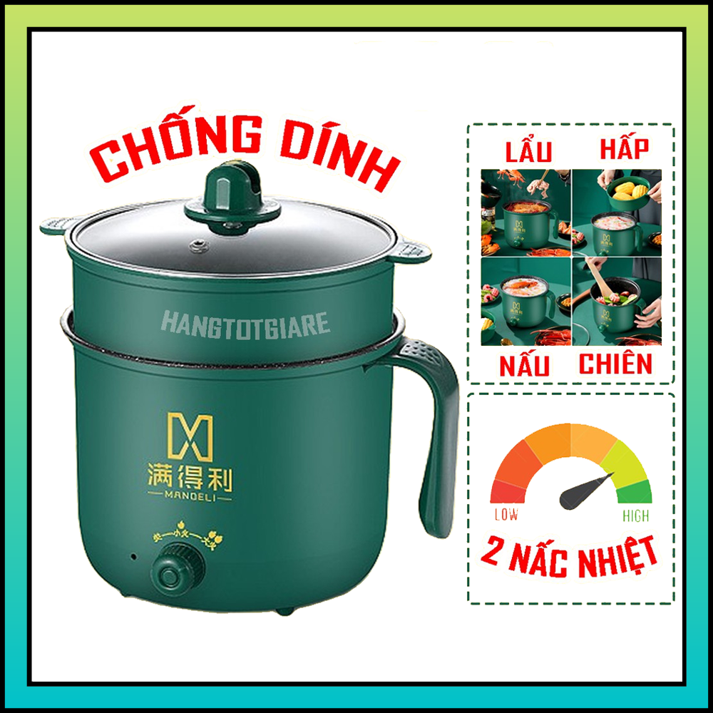 Ca nấu mì đa năng loại mới 2021 ca nấu mì siêu tốc, lẩu điện mini chống dính tặng kèm xửng hấp siêu xinh