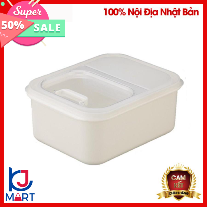 Thùng đựng gạo 6kg nắp bật có 2 ngăn kèm ca đong nội địa Nhật Bản
