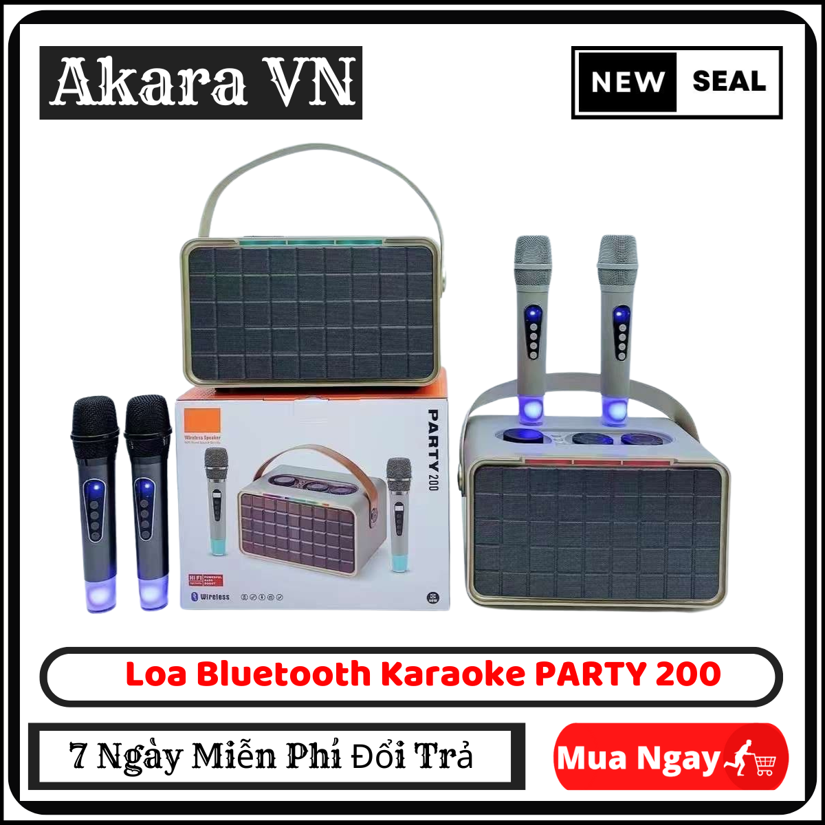 Loa bluetooth karaoke party 200 , bluetooth v5.3 , loa karaoke công suất cực lớn , loa nghe nhạc âm thanh siêu bass cực mạnh