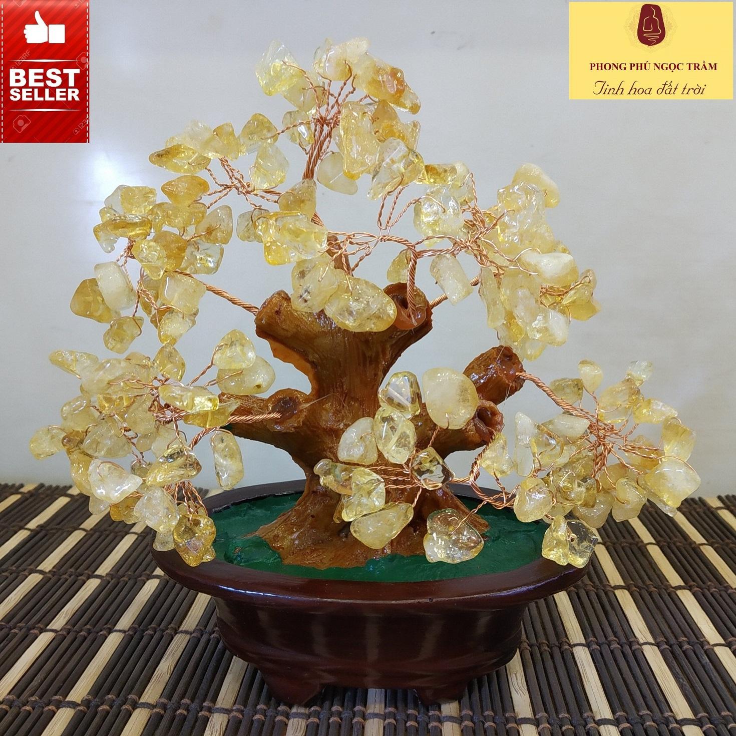 Cây phong thủy, cây tài lộc đá tự nhiên Thạch Anh vàng