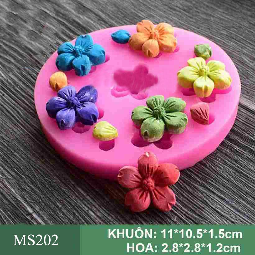Khuôn silicon rau câu làm bánh 4d mẫu hoa đào MS202