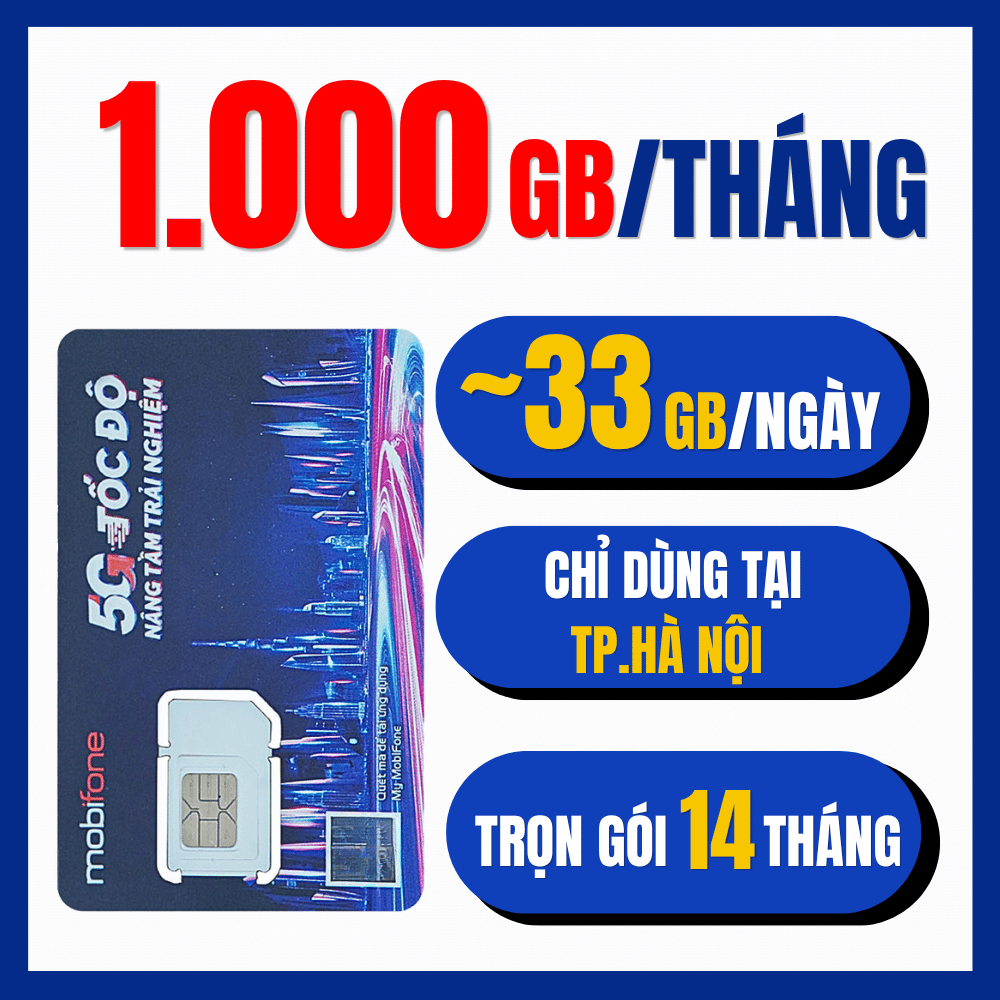 ( CHUYÊN PHÁT WIFI ) SIM 5G MOBIFONE Data 1.000GB/Tháng - Trọn Gói 7 - 14 Tháng - Lắp Máy Camera, Router, Tablet | 6FHN 6FHCM 12FHN 12FHCM- FREESHIP - CHƯA KÍCH HOẠT