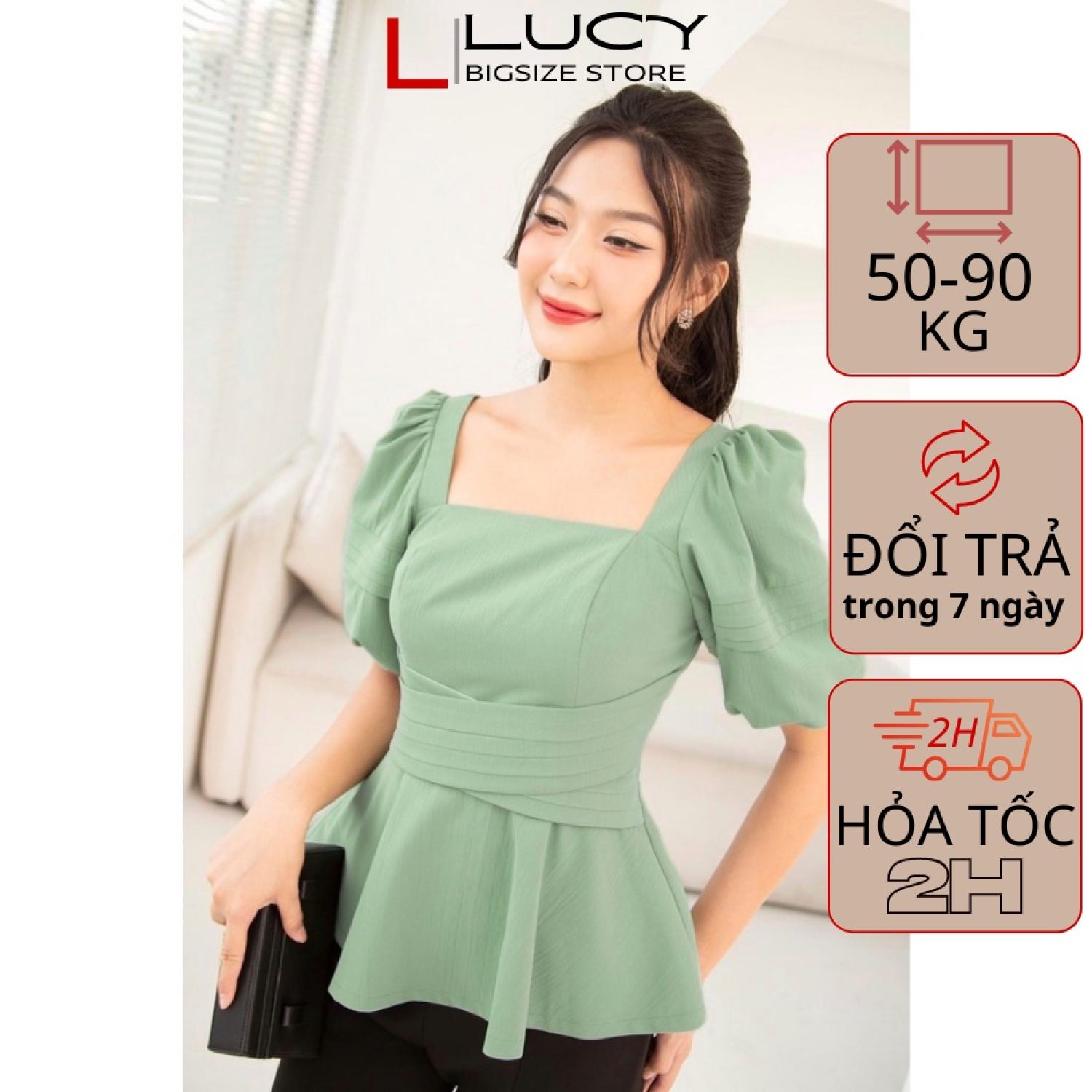 Áo bigsize nữ kiểu chéo eo dự tiệc đi chơi lucy 50 - 90 kg