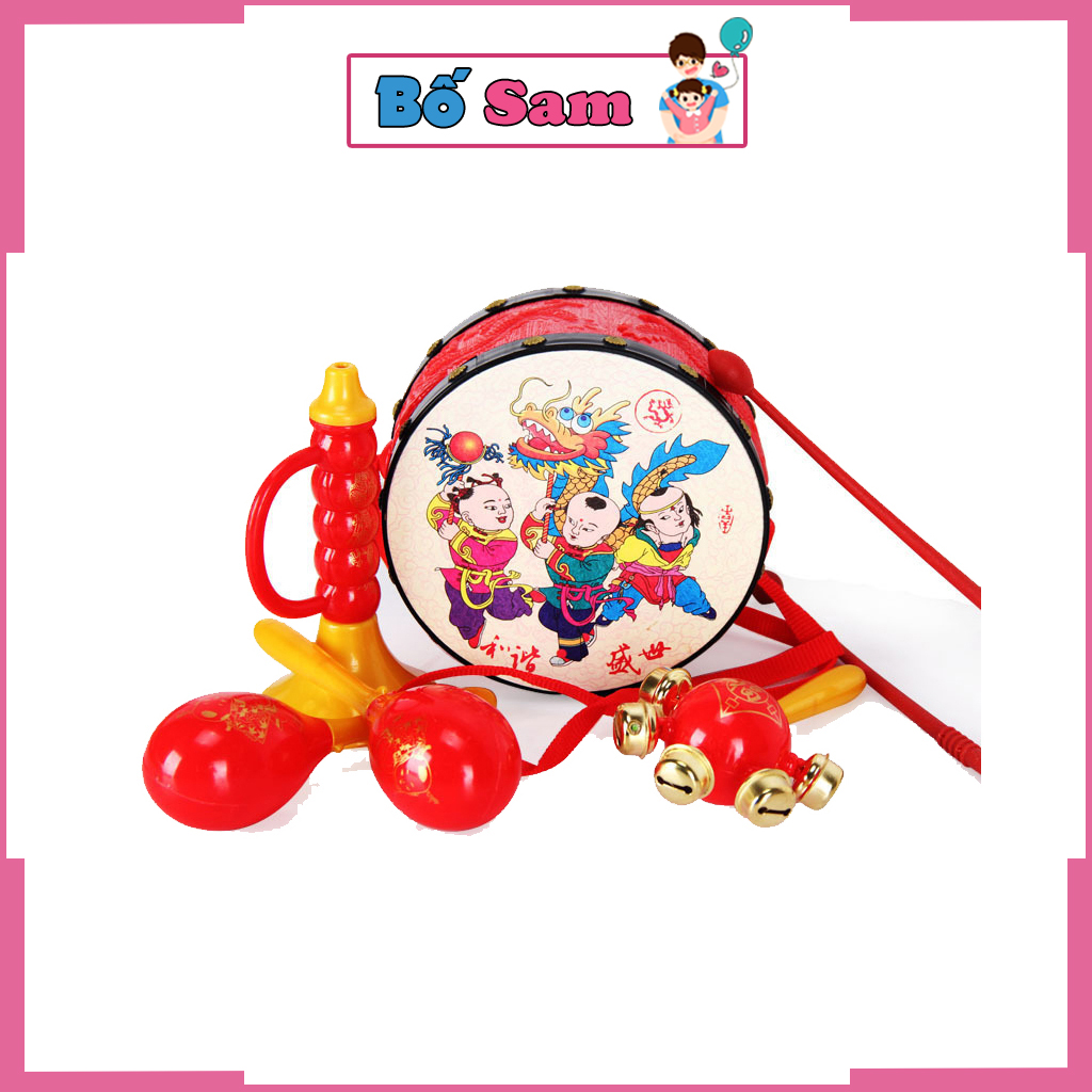 Xúc xắc cho bé bộ trống truyền thống lục lạc chơi trung thu Shop Bố Sam