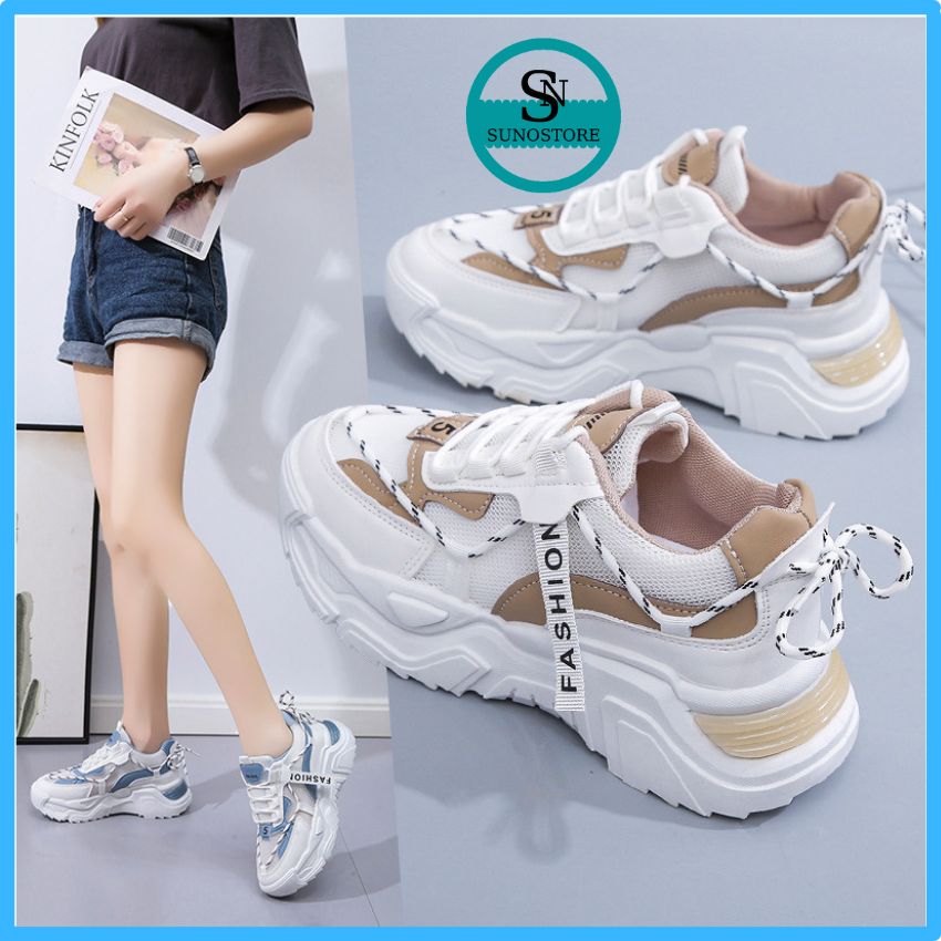Giày thể thao nữ độn đế cao cấp mẫu mới 2023,giày nữ màu trắng đế độn 6,5cm tôn dáng êm chân thông hơi trẻ trung năng động gttn28