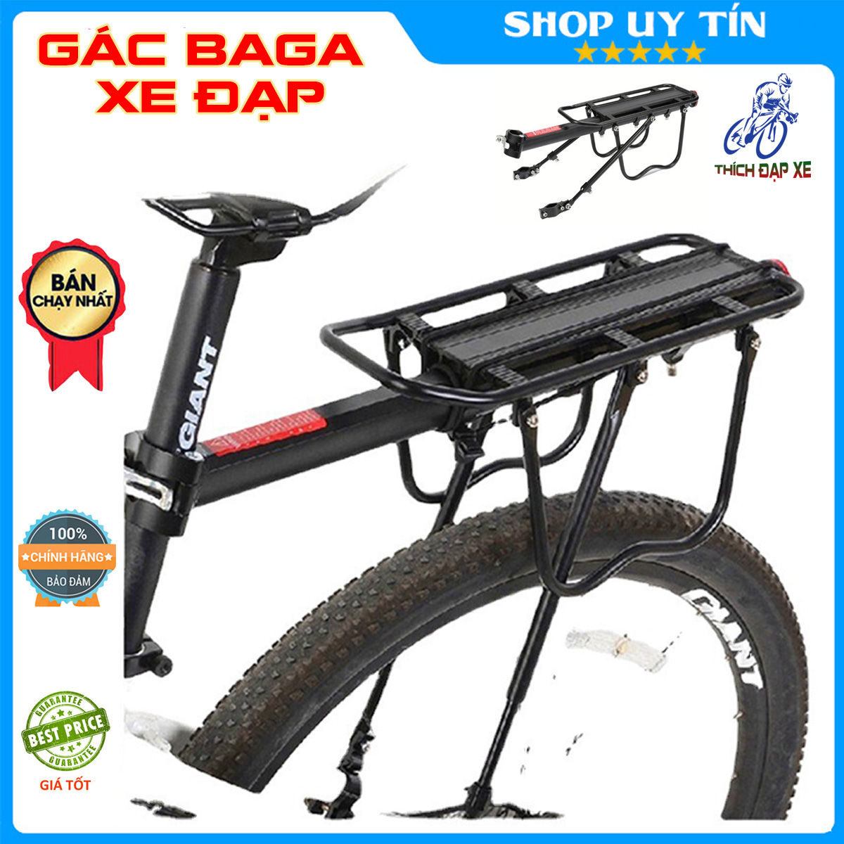 Gác baga gắn cốt yên xe đạp thể thao bằng hợp kim nhôm bền gọn nhẹ
